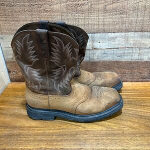 Ariat Mens Sierra Sz 10EE Brown Leather Square Steel Toe Work Boots